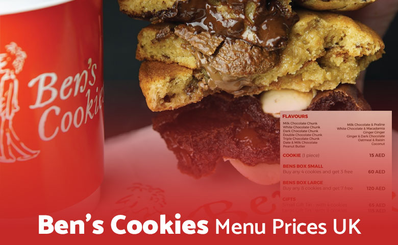 Ben's Cookies Menu Prices UK 2025
